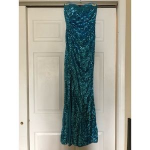 Turquoise Sequin Size 0 Prom Dress